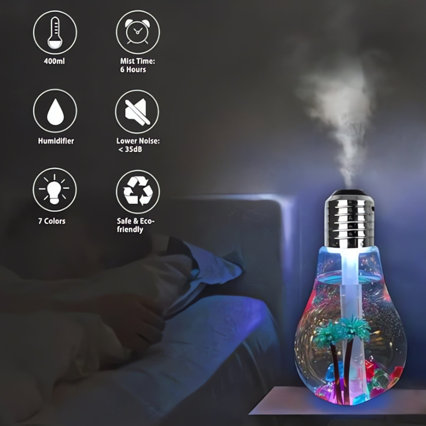 Bulb Humidifier & Diffuser With Color Changing LED